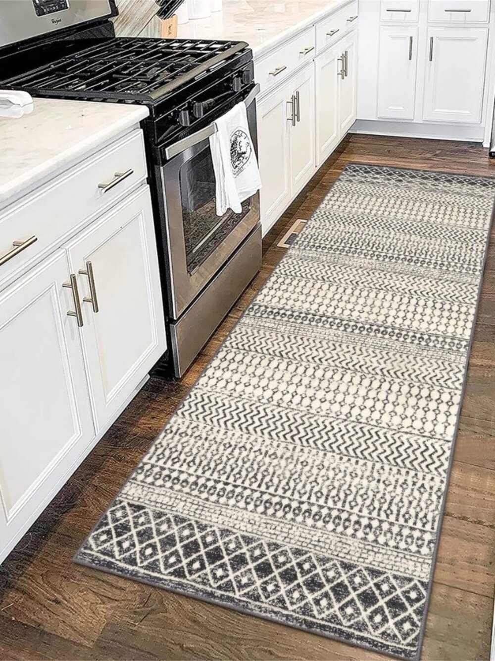 Black Boho Washable 2x6 Kitchen Runner Rugs Non Skid Washable 6Ft